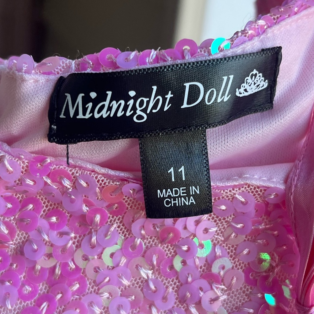 🆕🌸 Midnight Doll Pink Sequin Prom Barbie Formal Gown 5, 11 Adjustable Fit Party - Picture 9 of 13